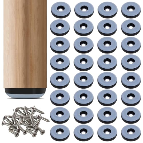 KOOKZ 32 Stück Möbelgleiter Teflongleiter zum Schrauben, Bodengleiter Ø 30 mm mit Edelstahlschrauben, Gleiter für Stühle, Möbelgleiter für Schwere Möbel–Schutz für Fliesen & Holzböden von KOOKZ