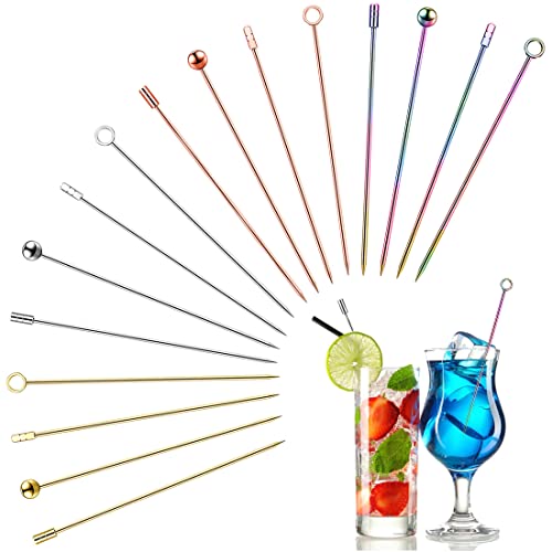 KOOKZ Cocktailspieße Edelstahl, 16 Stück Wiederverwendbare Cocktail Sticks Martini-Spieße, Cocktail Picks Ideale Spiesse für Snacks Fingerfood, Party Spieße, Obst-Spieß, Bar(11cm) von KOOKZ