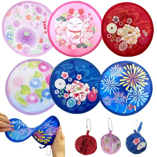 KOOKZ Runder Fächer Faltbare Handfächer, Fecher Sommer Pop-Up Handheld Faltfächer Chinesischer Japanischer Stil, Fächer Klein Hand Fächer Hochzeit für Wanddekoration Geschenke von KOOKZ