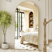 Koonmi Gebogener rechteckiger Spiegel, große Größe 89 x 198 cm, geeignet für Schlafzimmer, Wohnzimmer usw., Gold von KOONMI