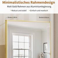 Koonmi Gold Rahmen Rechteck Standspiegel 165 × 60 cm Ganzkörperspiegel frei stehend, Spiegel in voller Länge Aufhängen an der Wand horizontal oder von KOONMI