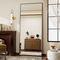 Koonmi Schwarz Rahmen Rechteck Standspiegel 165 × 60 cm Ganzkörperspiegel frei stehend, Spiegel in voller Länge Aufhängen an der Wand horizontal oder Koonmi Schwarz Rahmen Rechteck Standspiegel 165 × 60 cm Ganzkörperspiegel frei stehend, Spiegel in voller Länge Aufhängen an der Wand horizontal oder von KOONMI