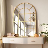 Koonni Wandspiegel mit gebogenem Gitter, 60 x 90 cm, ideal für Wohnzimmer, Schlafzimmer usw., Gold Koonni Wandspiegel mit gebogenem Gitter, 60 x 90 cm, ideal für Wohnzimmer, Schlafzimmer usw., Gold von KOONMI