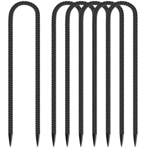 KOOOGEAR 6 Stück Bodenpfähle,Erdanker Bodenanker,30cm Lang U-Haken Zeltnägel Heringe,Zeltnägel Trampolin Haken für Die Sicherung Von Zaun,Trampolin,Camping Vordächern,Gartenpfähle (6 Stück Schwarz) von KOOOGEAR