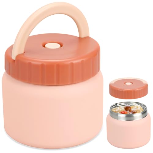 KOOOGEAR Thermobehälter für Essen 400ml Edelstahl Warmhaltebebehälter,Thermobecher Essen Auslaufsicher,Tragbarer Thermo Lunchbox,Thermo Lunchbox für Kinder,Erwachsene,Suppen,Babybrei (Rosa) von KOOOGEAR