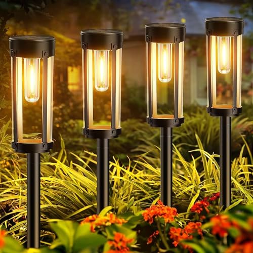 KOOPER Solarlampen für Außen Garten, 6 Stück Verbesserte Solarleuchten Garten mit Warmweiß Wolfram Licht, IP65 Wasserdicht Solar Gartenleuchten für Gartendeko Rasen Gehweg Balkon Hof von KOOPER