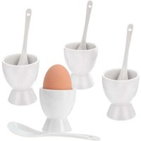 Four egg cups with spoons in white porcelain dishwasher safe Four egg cups with spoons in white porcelain dishwasher safe von KOOPMAN