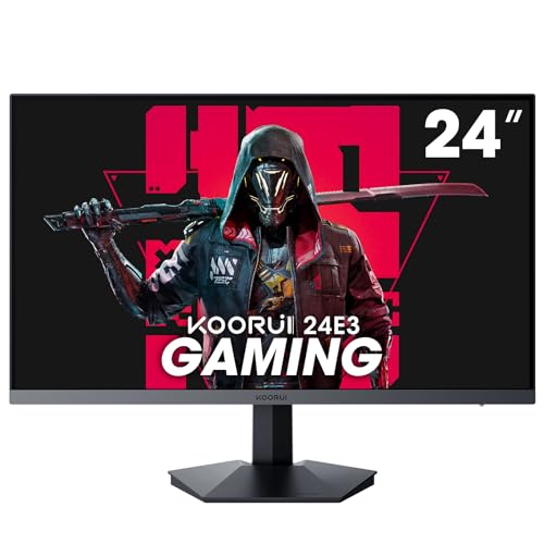 KOORUI 24 Zoll Gaming Monitor 165Hz, IPS, 1080p, 1ms, Adaptive Sync, Rahmenlos, HDMI, DisplayPort, Neigungsverstellbar, Augenpflege, VESA-Wandmontage, schwarz von KOORUI