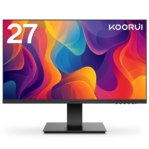 KOORUI 27 Zoll Monitor,Full HD (1920x1080), 75Hz, VA, 5ms, Augenpflege, Rahmenlos, Blaulichtfilter, HDMI, VGA, VESA 75x75 von KOORUI