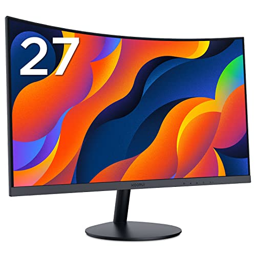 KOORUI Curved Monitor - 27 Zoll FHD Curved Computer Monitor, Krümmung 1800R, VA-Panel, 75Hz,VGA Gaming Monitor, Augenpflege, Neigungsverstellung, HDMI, Schwarz 27N5C von KOORUI