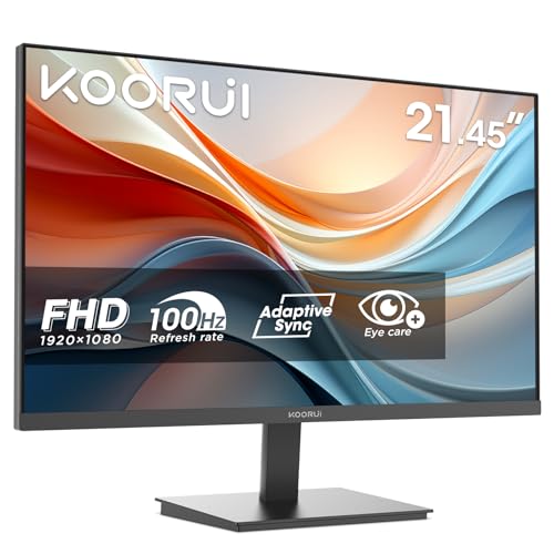 KOORUI E2212F 22 Zoll Monitor, FHD 1920 x 1080 100Hz PC Monitor, Adaptive Sync HDMI 1.4, Eye Care Bildschirm, -5° bis 15° neigbar, VESA 100 x 100mm von KOORUI