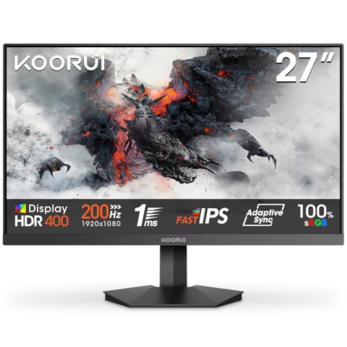 KOORUI G2711P 27 Zoll Gaming Monitor, 1ms 200Hz FHD Fast IPS HDR400 PC Bildschirm, 100% SRGB Adaptive Sync VESA 75x75mm von KOORUI