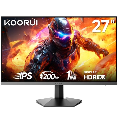 KOORUI Gaming Monitor 27 Zoll Bildschirm | 165Hz/200HZ | IPS | FHD 1920 x 1080 | 1 ms Computer Monitor Adaptive Sync | 75 x 75 mm VESA | 2 x HDMI 2.0 & DisplayPort 1.4, Schwarz KOORUI Gaming Monitor 27 Zoll Bildschirm | 165Hz/200HZ | IPS | FHD 1920 x 1080 | 1 ms Computer Monitor Adaptive Sync | 75 x 75 mm VESA | 2 x HDMI 2.0 & DisplayPort 1.4, Schwarz von KOORUI