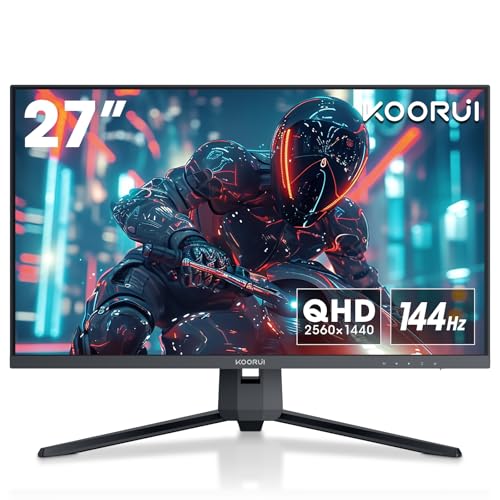 KOORUI Gaming Monitor 27 Zoll QHD 144 Hz, 1ms, DCI-P3 90% Farbumfangs, Adaptive Sync, 2560x1440, HDMI, DisplayPort von KOORUI