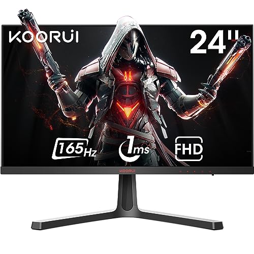 KOORUI Monitor 24 Zoll, Full-HD Gaming Monitor PC Bildschirm VA 1ms 165Hz Monitor, DCI-P3 85%, AdaptiveSync Technologie, 2 x HDMI, DisplayPort, Einstellbare Neigung, Schwarz von KOORUI