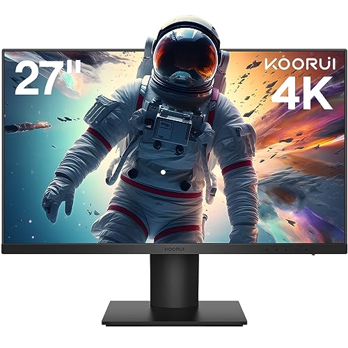 KOORUI Monitor 27 Zoll, 4K PC Bildschirm UHD(3840 * 2160), IPS, 4ms, 60Hz, 2X HDMI 2.0 & DisplayPort 1.4, Adpitive Sync, HDR10, VESA 100 * 100mm, 90% DCI-P3, Eye Care, Schwarz von KOORUI