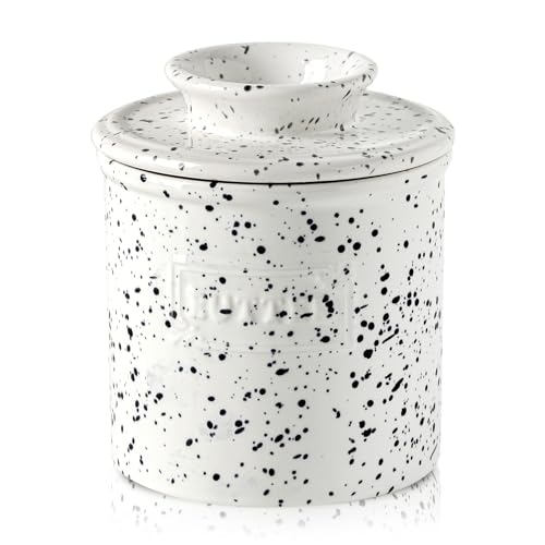 KOOV Buttertopf aus Porzellan, französische Butterdose, Keramik-Butterbehälter für Theke, große Kapazität, Splash-Serie (Spritzweiß, 10,2 cm) von KOOV