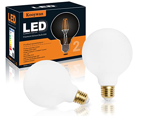 KOOYWAN 8W matt weiß LED G80 E27 Filament Lampe 2500K 2stk von KOOYWAN