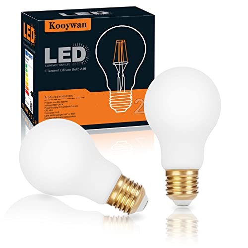 KOOYWAN LED A19 matt weiß E27 Filament Lampe 2stk von KOOYWAN