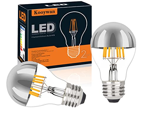 KOOYWAN A19 LED Kopfspiegel Silber Filament Lampe A60 E27 Filament Lampe 6 Watt 2700K 2stk von KOOYWAN