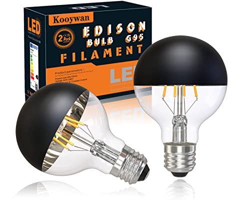 KOOYWAN LED Kopspiegel bol lamp zwart 6W 2700K E27 dimbaar Warme licht G95 2st von KOOYWAN