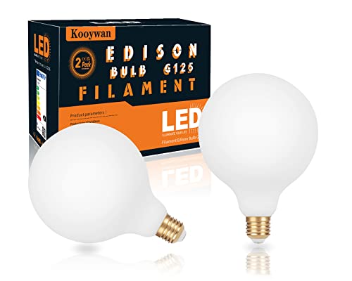 KOOYWAN matt weiß LED G125 E27 Filament Lampe large bulb 2500k 2stk von KOOYWAN
