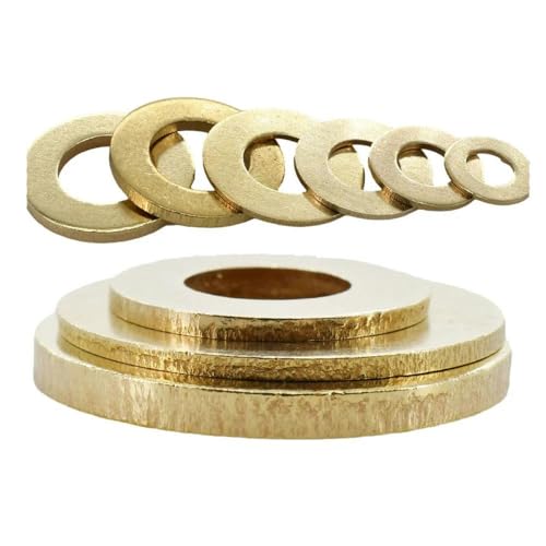 Flache Unterlegscheiben aus massivem Messing, O-Ring-Dichtung, Metallpolster, Abstandshalter, M2 M2,5 M3 M4 M5 M6 M8 M10 M12 M14 M16 M18 M20, Dichtungs-Oring-Unterlegscheiben-M6 x 18 x 1 (50 Stück) von KOPGBM