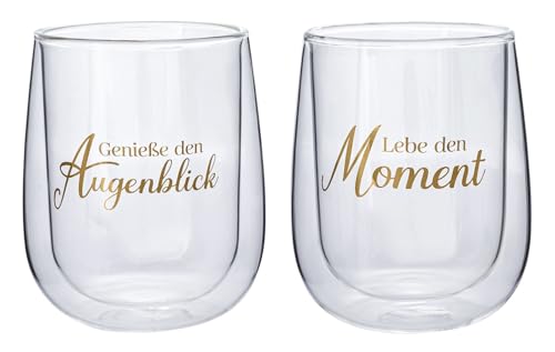 Doppelwandige Thermo-Gläser XXL, 450 ml, Borosilikatglas mit Goldschrift, 2er-Set Doppelwandige Thermo-Gläser XXL, 450 ml, Borosilikatglas mit Goldschrift, 2er-Set von KOPP VERLAG