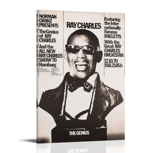 KOPTEW Ray Charles Rock Singer Poster Dekorative Malerei Leinwand Wandkunst Wohnzimmer Poster Schlafzimmer Malerei,Wandkunst Bilddruck Moderne Familienzimmer Dekor 12x18inch(30x45cm) von KOPTEW