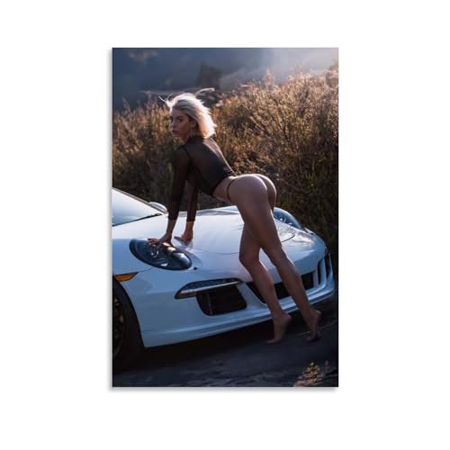KOPTEW Sexy Car Girl Poster Dekorative Malerei Leinwand Wandkunst Wohnzimmer Poster Schlafzimmer Malerei,Wandkunst Bilddruck Moderne Familienzimmer Dekor 12x18inch(30x45cm) von KOPTEW