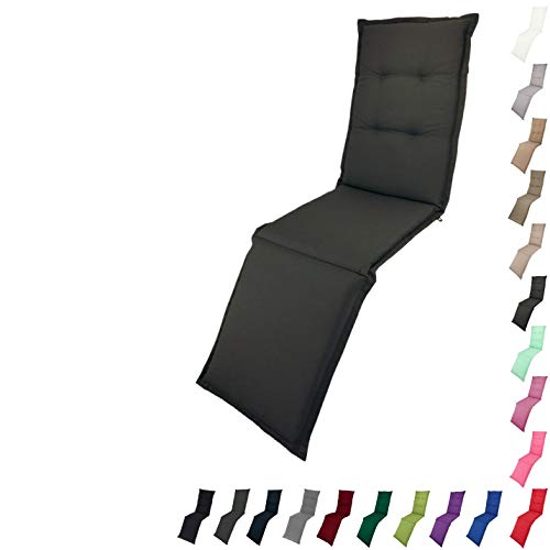 KOPU® Deckchair Auflage Prisma Grey | Auflagen für Liegestuhl | Grau Garten Kissen 200 x 50 cm | 19 Einfache Farben | Robuster Schaumstoff für zusätzlichen Komfort von KOPU