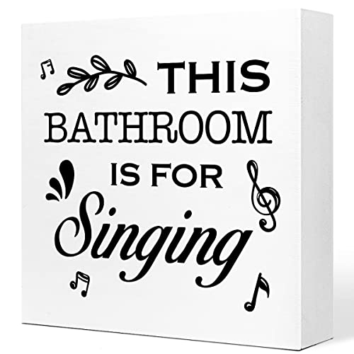 Holzschild mit Aufschrift "This Bathroom is for Singing", Schreibtischdekoration, lustiges Badezimmer-Holzkastenschild für Bauernhaus, Zuhause, Büro, Badezimmer, WC, WC, Regal, Tischdekoration, 12,7 x Holzschild mit Aufschrift "This Bathroom is for Singing", Schreibtischdekoration, lustiges Badezimmer-Holzkastenschild für Bauernhaus, Zuhause, Büro, Badezimmer, WC, WC, Regal, Tischdekoration, 12,7 x von KOPUTE