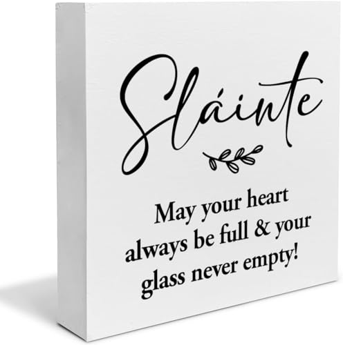 Irish Blessing Schild May Your Heart Always Be Full Holzkiste Schild Slainte Thema Schreibtisch Dekoratives Holzschild Home Kitchen Decor für Schreibtisch 12,7 x 12,7 cm von KOPUTE
