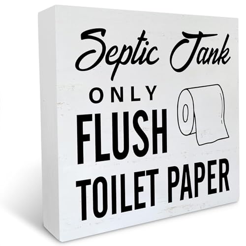 KOPUTE Farmhouse Septic Tank Flush Only Toilettenpapier, Holzkistenschild, Badezimmer, Holzblock, Tischschild, dekoratives Schreibtischschild, Heim-WC-Regal, Dekoration, 12,7 x 12,7 cm KOPUTE Farmhouse Septic Tank Flush Only Toilettenpapier, Holzkistenschild, Badezimmer, Holzblock, Tischschild, dekoratives Schreibtischschild, Heim-WC-Regal, Dekoration, 12,7 x 12,7 cm von KOPUTE