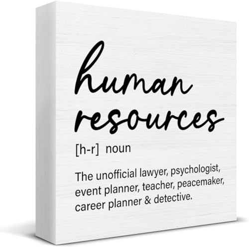 KOPUTE HR Office Decor, HR Office Desk Signs Rustic Human Resources Definition Holzschild Büro für Desktop 12,7 x 12,7 cm von KOPUTE