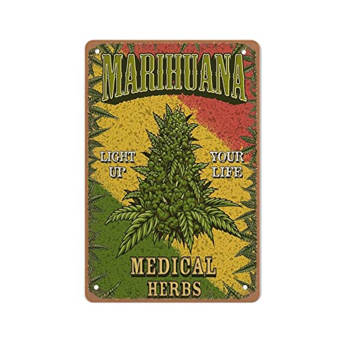 Marihuana Weed Print Höhle Wanddekoration in USA, Vintage-Stil, Wandschild, Wanddekoration, Geschenk für Mutter, Vater, Freunde, Blechschild, 14 x 20 cm von KOPUTE