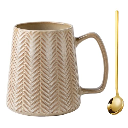 KOPYFANTAP Große Tasse 700 ML, Jumbo Keramik Kaffeetasse mit Löffel, Riesen Grosse Becher Porzellan mit Großem Griff von KOPYFANTAP
