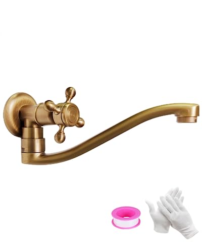 KOPYFANTAP Wasserhahn Wandmontage Kaltwasser, Messing Antik Wand 180° Drehbar Waschtischarmatur, Kaltwasserhahn Bronze Wand für Küche Garten Badezimmer, 21cm, G1/2 KOPYFANTAP Wasserhahn Wandmontage Kaltwasser, Messing Antik Wand 180° Drehbar Waschtischarmatur, Kaltwasserhahn Bronze Wand für Küche Garten Badezimmer, 21cm, G1/2 von KOPYFANTAP