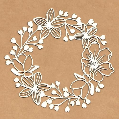 KORA projects - Chipboard - Kranzrahmen Botanischer Garten - Silhouette aus Presskarton für Scrapbooking und Basteln von KORA projects