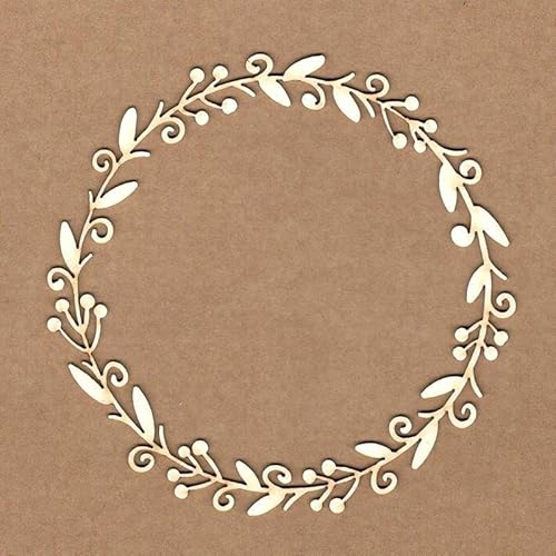 KORA projects Chipboard – Stanzformen aus gepresstem Karton für Scrapbooking und Bastelarbeiten, rund, mit Blättern von KORA projects