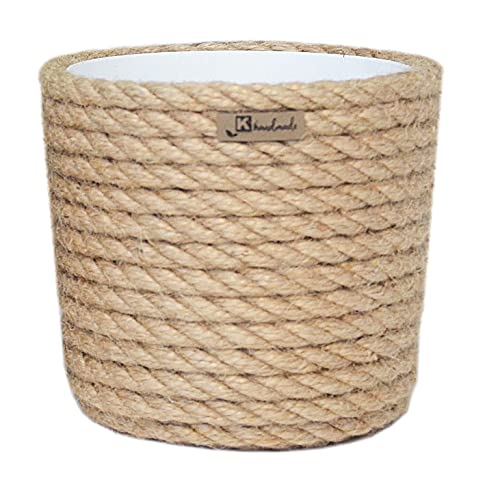 KORAD Pflanzentopf/Übertopf 20 Stil Boho EKO Natural, geflochtene Juteschnur, Graskorb, Jute, Ethno von KORAD