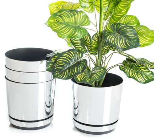 Set von 4 Blumentöpfen mit Untersetzer von 16 cm Durchmesser, Design 016 - Spiegeleffekt; Glamour; modern, hoher Glanz, klassischer Stil, rustikal, Loft, für Pflanzen, Kräuter, Blumen Kompositionen. Set von 4 Blumentöpfen mit Untersetzer von 16 cm Durchmesser, Design 016 - Spiegeleffekt; Glamour; modern, hoher Glanz, klassischer Stil, rustikal, Loft, für Pflanzen, Kräuter, Blumen Kompositionen. von KORAD