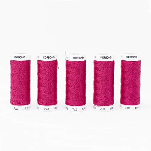 Korbond Polyester-Faden, 500 m, Fuchsia-Rosa Polyestergarn, Baumwolle, Fuschia pink, 500m Korbond Polyester-Faden, 500 m, Fuchsia-Rosa Polyestergarn, Baumwolle, Fuschia pink, 500m von KORBOND