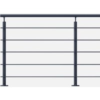 Kordo - opalu - Geländerset 2m aus Aluminium Montagefertig - Farbe Anthrazit ral 7016 - Bodenbefestigung - Farbe Anthrazit ral 7016 von KORDO