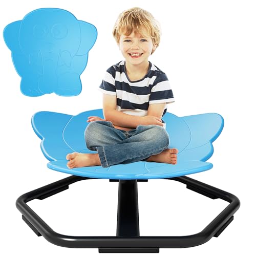 KORIEMFA Autismus Kinderdrehstuhl, Elephant Design Sensorischer Karussellstuhl, Spielzeug Balance Stuhl Training Physische Koordination und Gleichgewicht, Blau von KORIMEFA