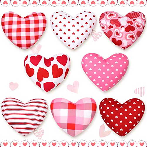 Valentinstag Gefülltes Stoff Herz, 8 Stück Herzförmige Ornamente, Valentinstag Rot Rosa Herz Dekoration für Etagere Tablett Schüssel Korb von KORMMCO