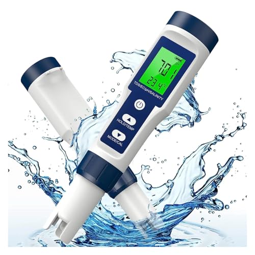 KOROBIE Water Quality Meter, 5-in-1-PH-TDS-Messgerät, PH/TDS/EC/Temp/Salt-Messgerät 0-14 PH, 0-20000 PPM-Messgerät for Field and Lab von KOROBIE