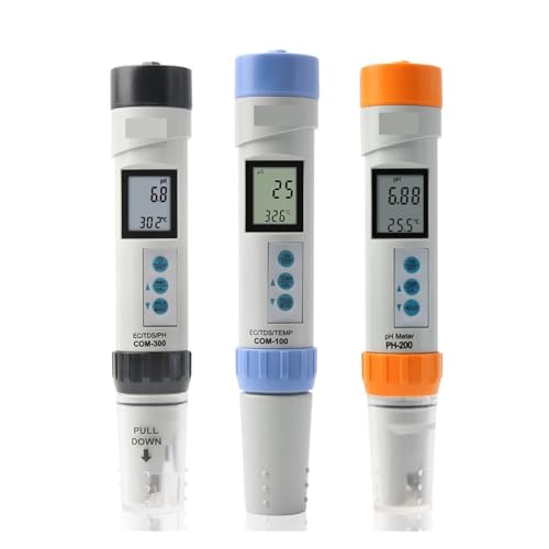 KOROBIE Water Quality Meter, Digitales TDS EC Temp PH-Meter ±0,1 Hochgenauer Wasserqualitätstester Wasserdicht for Aquariumpool for Field and Lab(Noir) von KOROBIE
