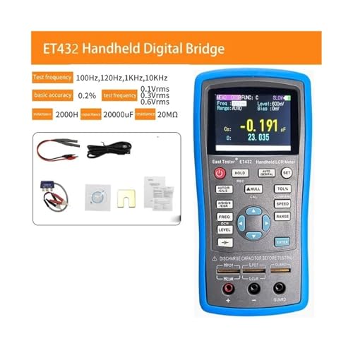 LCR Digitales Brückenmessgerät ET43 USB-Handheld Hochpräziser Kapazitäts-, Induktivitäts- und Widerstandstest Digitalanzeige(ET432) von KOROBIE