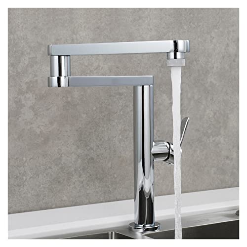 Topffüller-Wasserhahn Messing Klappküche Wasserhahn Doppelgelenk -Schwung Arme heiß & kaltes Wasser Drei -Abschnitt -Verlängerung Waschbecken Wasserhahn Dualfunktionen TAP mit Doppelgelenk-Schwenkarme von KOROBIE